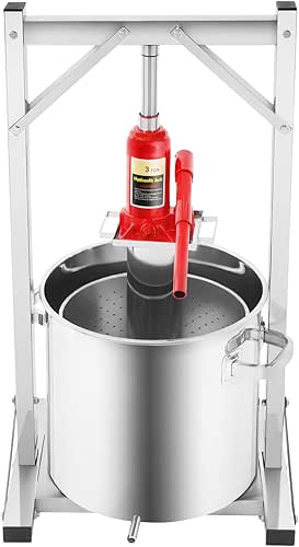 22L Fruit Press, Stainless Steel Cider Press with Hydraulic Jack,