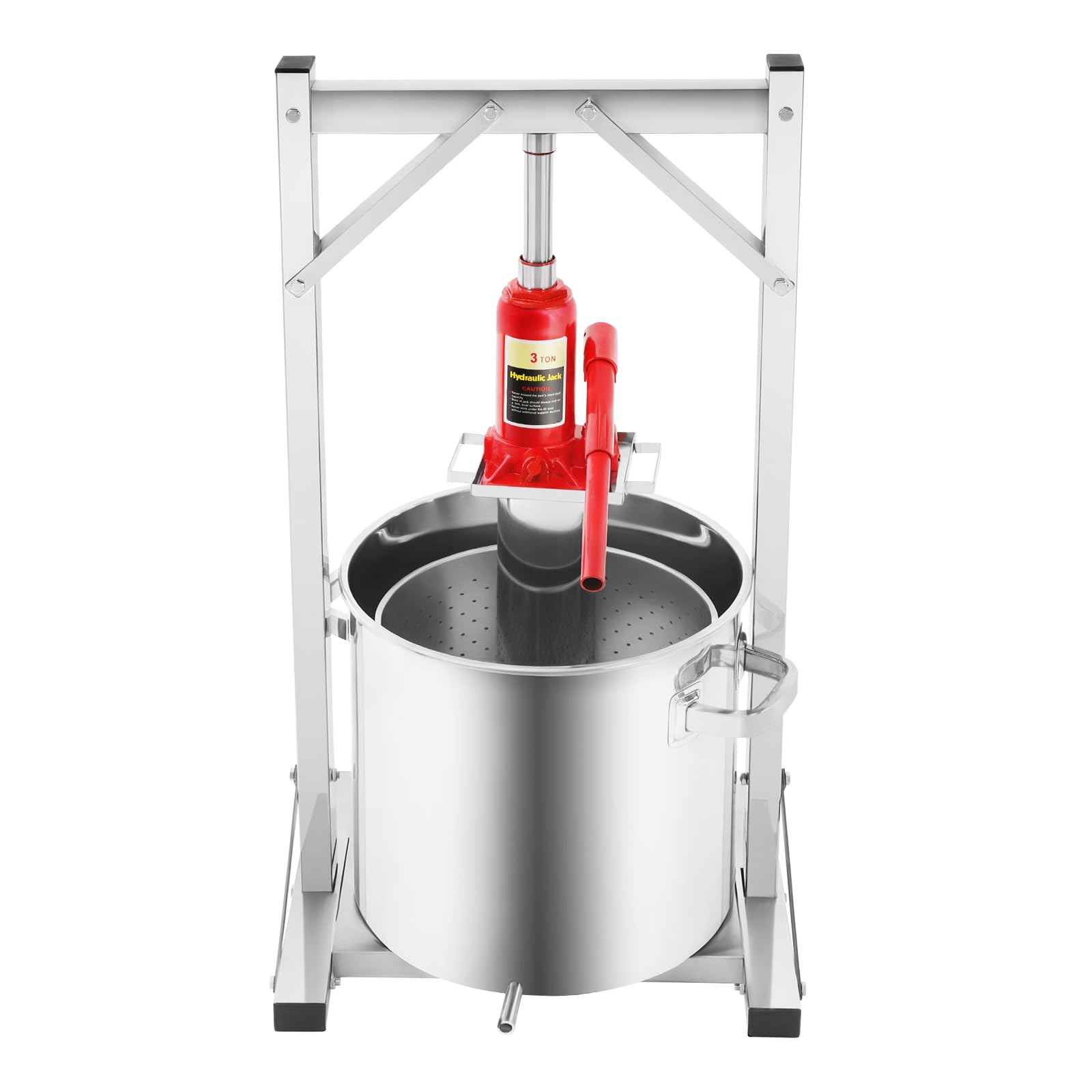 JLYNOWPT 8.82 Gal/ 33L Hydraulic Fruit Press, 3 Ton Fruit Wine Press with Filter Bucket Hydraulic Jack Juicer Hand Squeezer with Bracket Home Use Grape Apple Wine Cider Juice Press