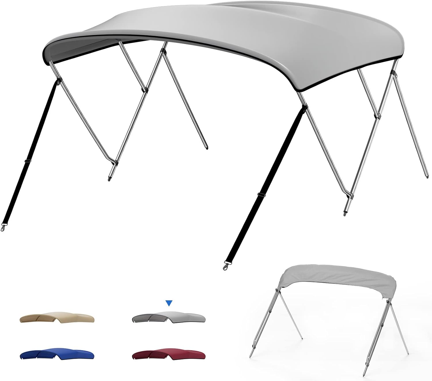 kemimoto Bimini Top for Boat, 3 Bow Bimini Top for Pontoon