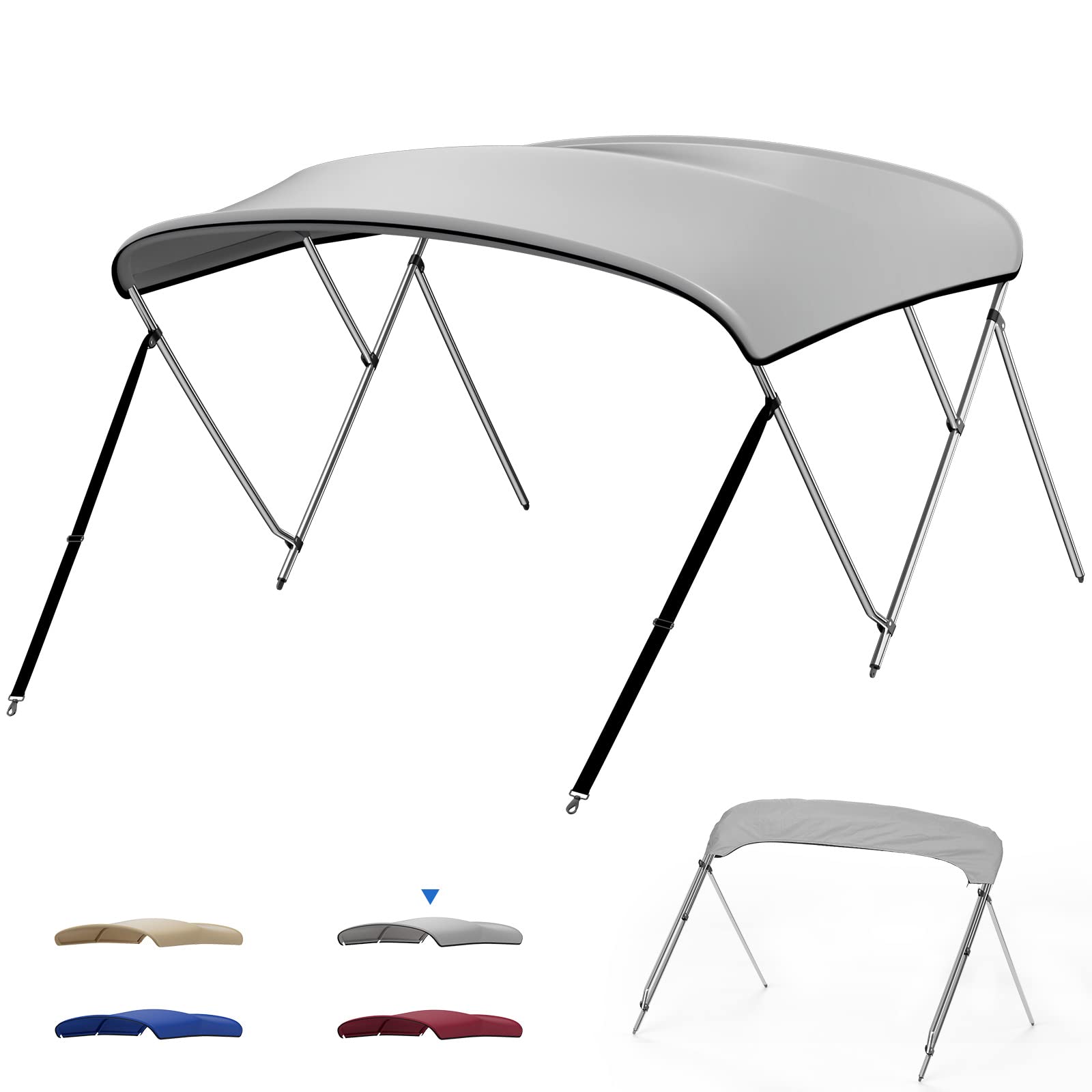Buy kemimoto Bimini Top for Boat, 3 Bow Bimini Top for Pontoon Jon Boat