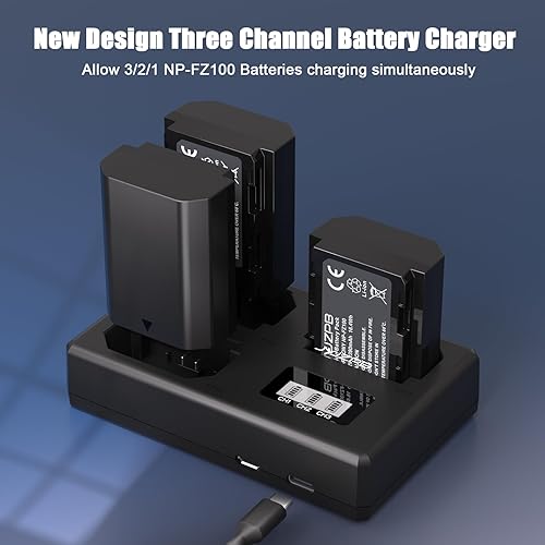 Miniatura 3 de JYJZPB Paquete de 3 baterías de repuesto NP-FZ100 compatibles con Sony A7III, A7IV, A7R III, A9, A6600, A6700, A9S, A7R3, A7SIII, A7RIII y triple