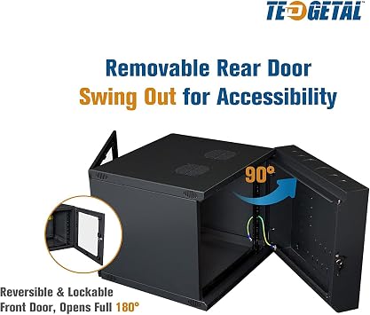 6U Wall Mount Rack Server Cabinet with Visual Glass Door, Home Network Cabinet with Locks, Cooling Fan, Server Rack for IT Equipment, A/V Devices, Office (6U)