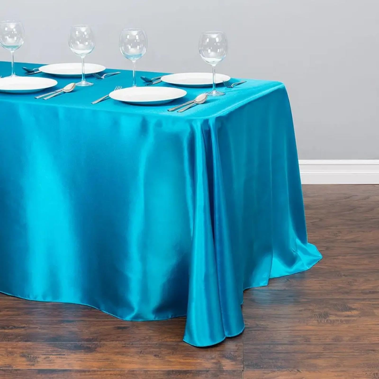 Nappe de mariage en satin turquoise 145x220cm textile de banquet haut de gamme