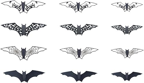 Miniatura 1 de 12 piezas de decoración de murciélagos 3D de Halloween, 3 tamaños, calcomanías de pared de murciélagos para bricolaje, calcomanías de pared,