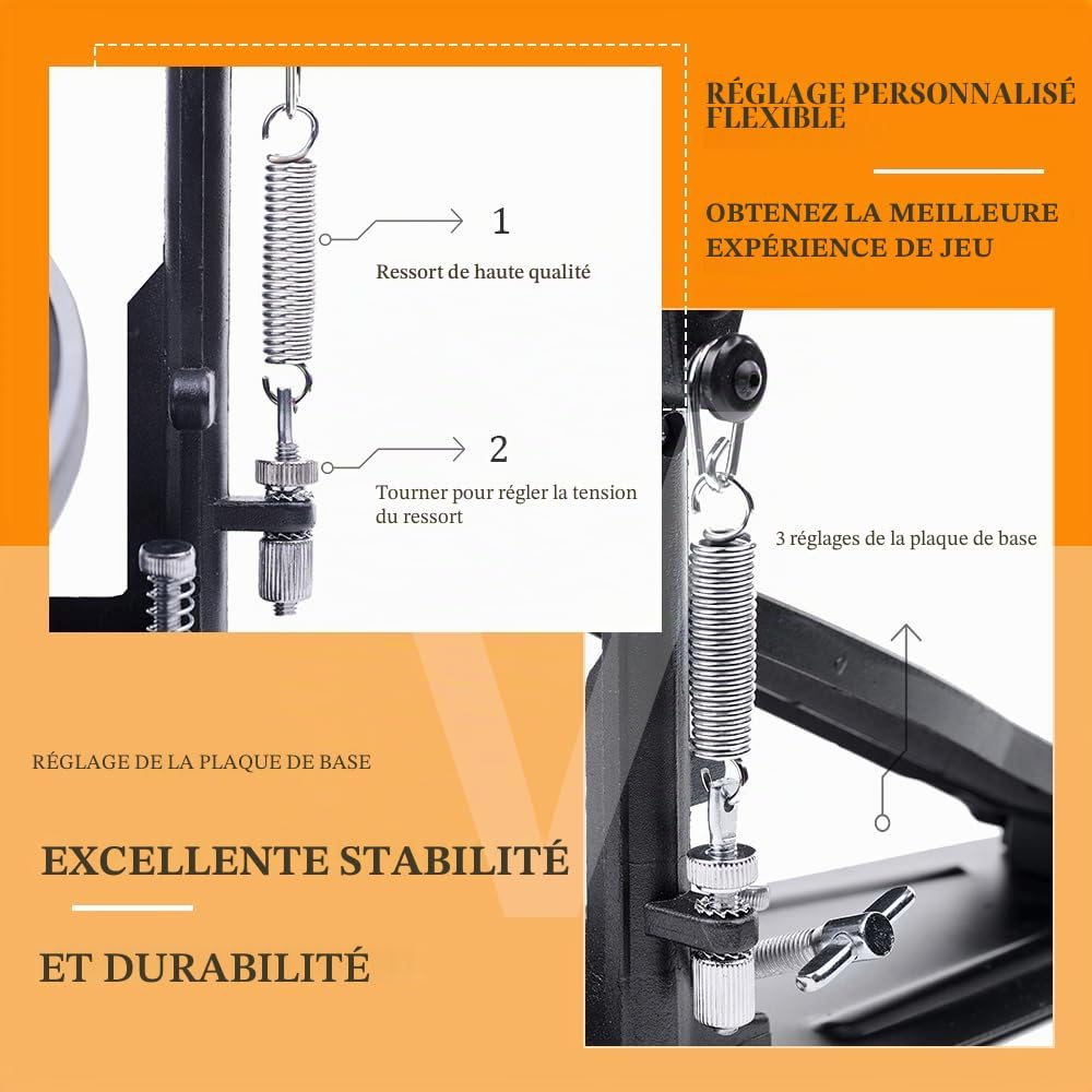 Double pédale pour grosse caisse, Double pédale standarda vec double chaîne, Pédale double grosse caisse (V-SZ11)