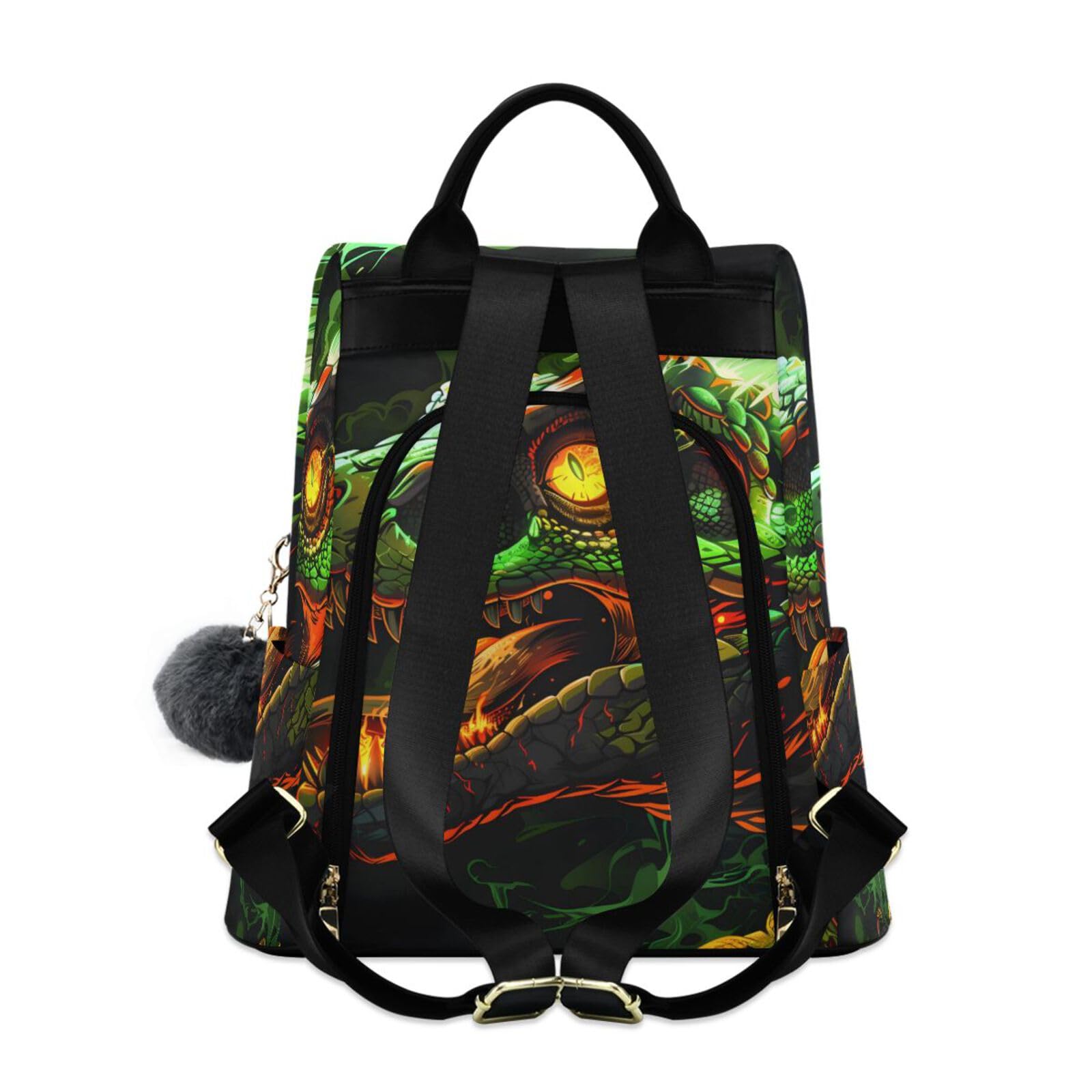 Green Dinosaurs Backpack for Women Anti Theft Large Fashion Travel Shoulder Bag Purse Rucksack Lightweight