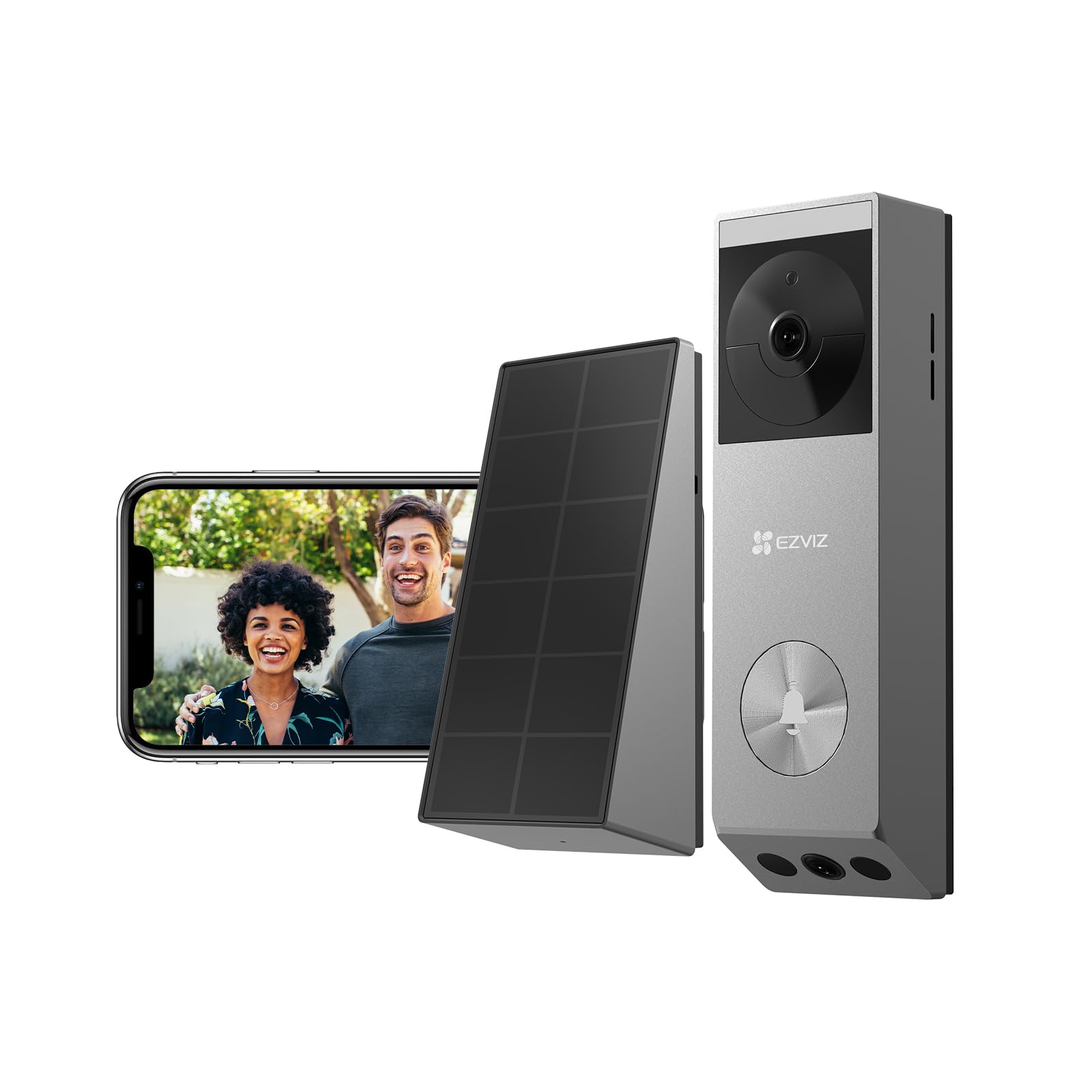 EZVIZ2K Dual-Lens Video Doorbell Camera, Solar Panel Included Charge Without Removing, Package Detection, 32GB Local Storage No Monthly Fee, Wired or Battery, Colour Night Vision, EP3X Pro