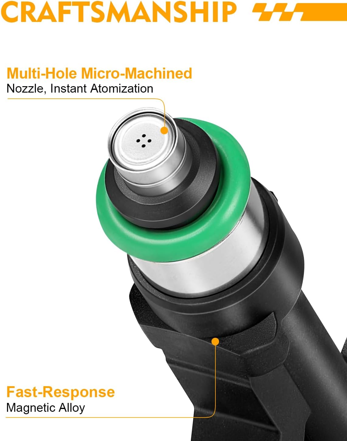 0280158227 Fuel Injectors For:-Ford F150 2011-2017 5.0L, For:-Mustang 2011-2018 5.0L, For:-Mustang 2015-2018 5.2L, Replacement BR3Z9F593A, FJ1132 (Set of 8)