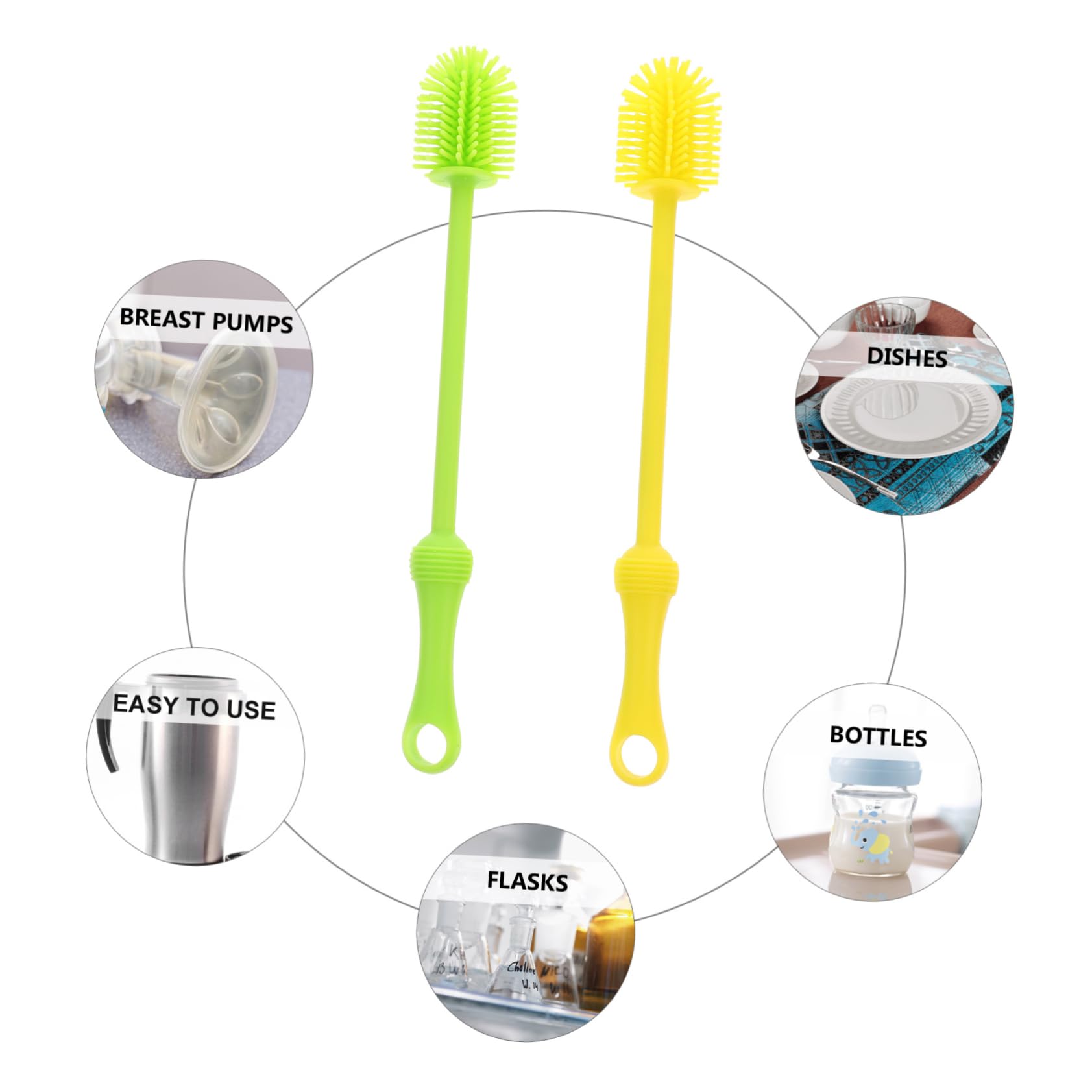 Abaodam 6piezas Cepillo De Limpieza para Biberones De Mango para Botellas De Agua Biberones y Utensilios De Cocina Color Verde y
