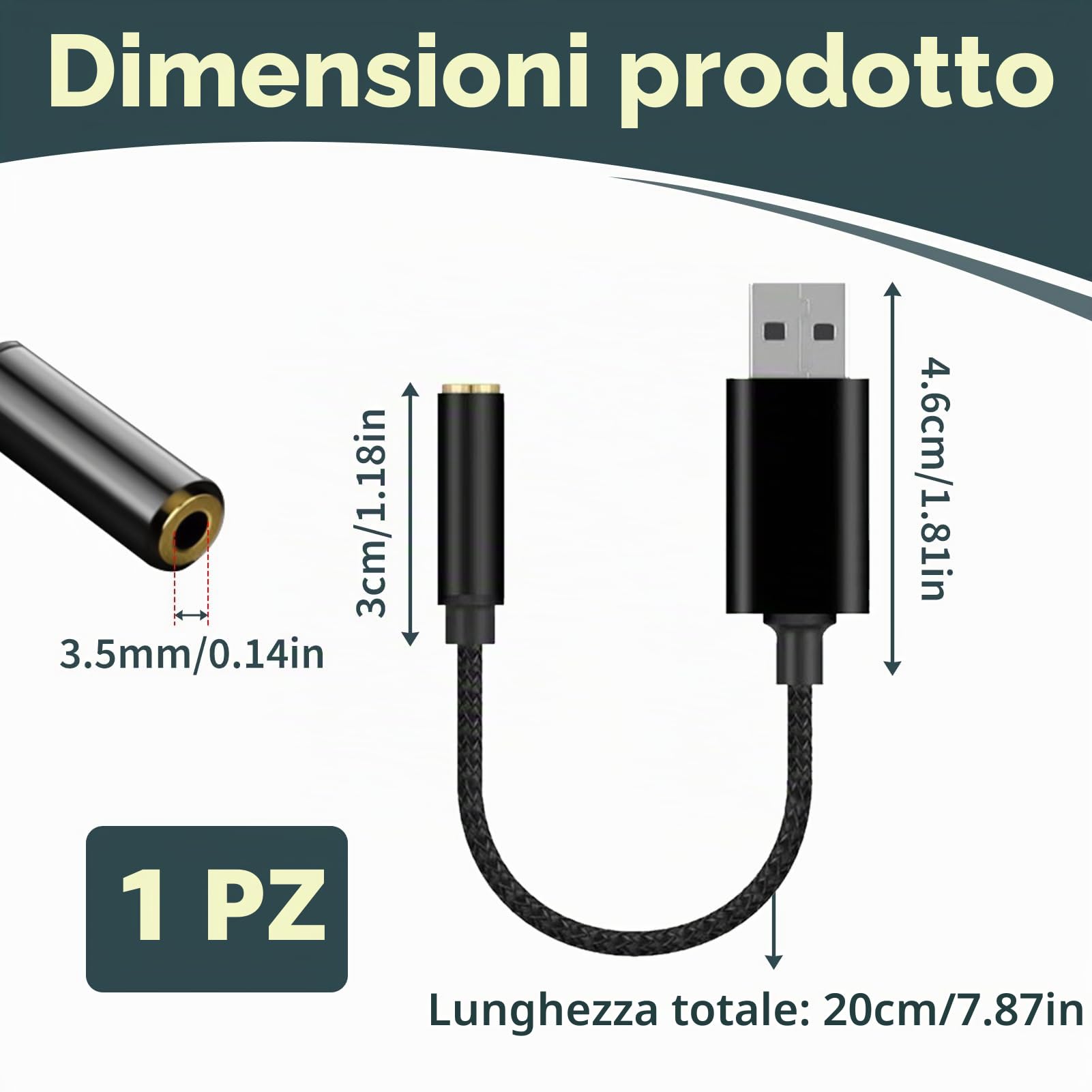 Adattatore Audio USB a Jack 3,5 mm Scheda Audio Esterna USB A a TRRS per Cuffie Microfono Compatibile con PC Laptop PS4 PS5 Switch Mac Linux Chromebook Windows 11 10 8 7 DAC 24bit 96kHz Plug and Play