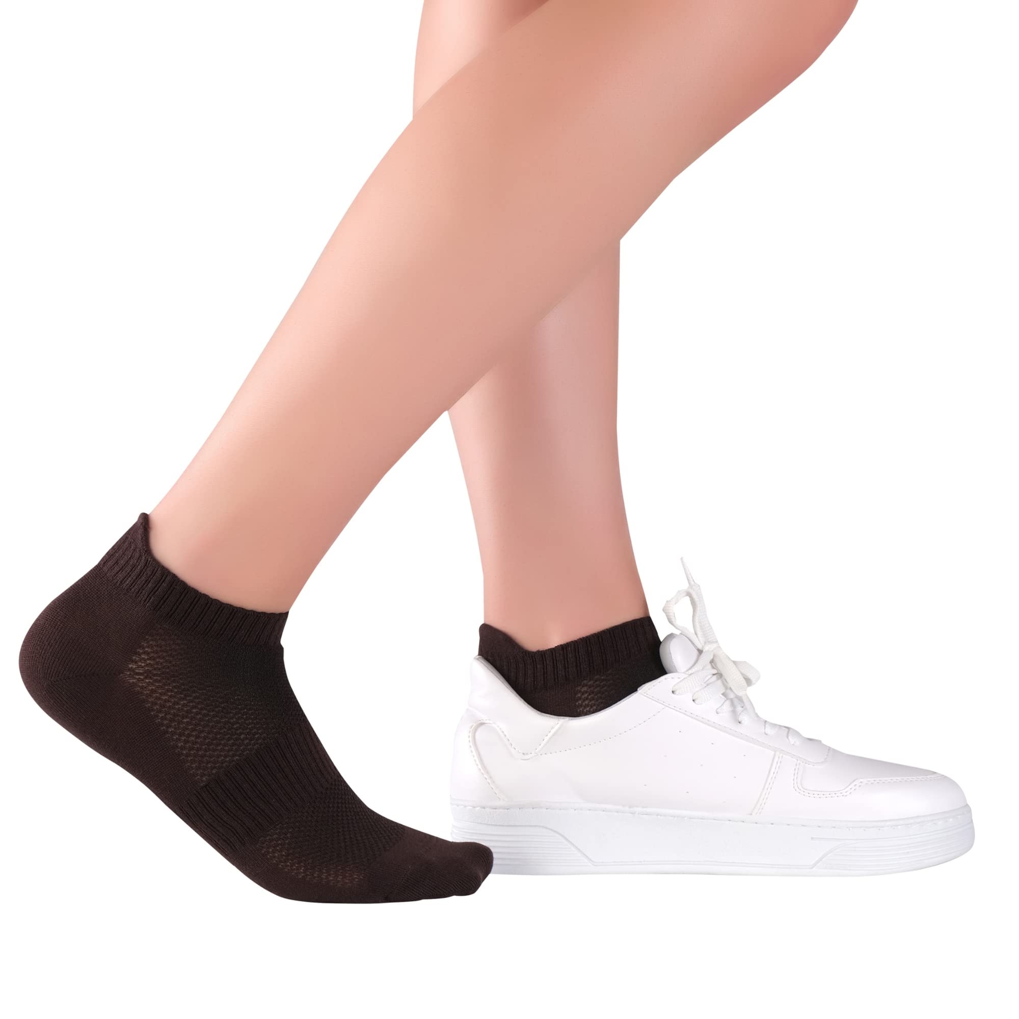 ELYFER Ankle Athletic Socks - Brown - Small