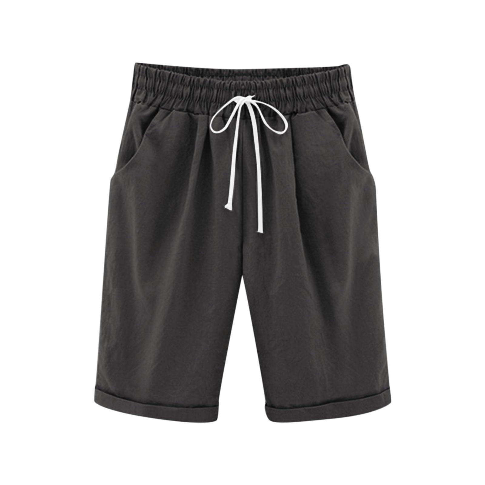 duxyoz Capris Pants for Girls Summer Casual Loose Straight Wide Leg Drawstring Elastic Waist Cropped Trousers Kids Loose Fit Baggy Beach Shorts Knee Length Lounge Bermuda Shorts 9-10 Years