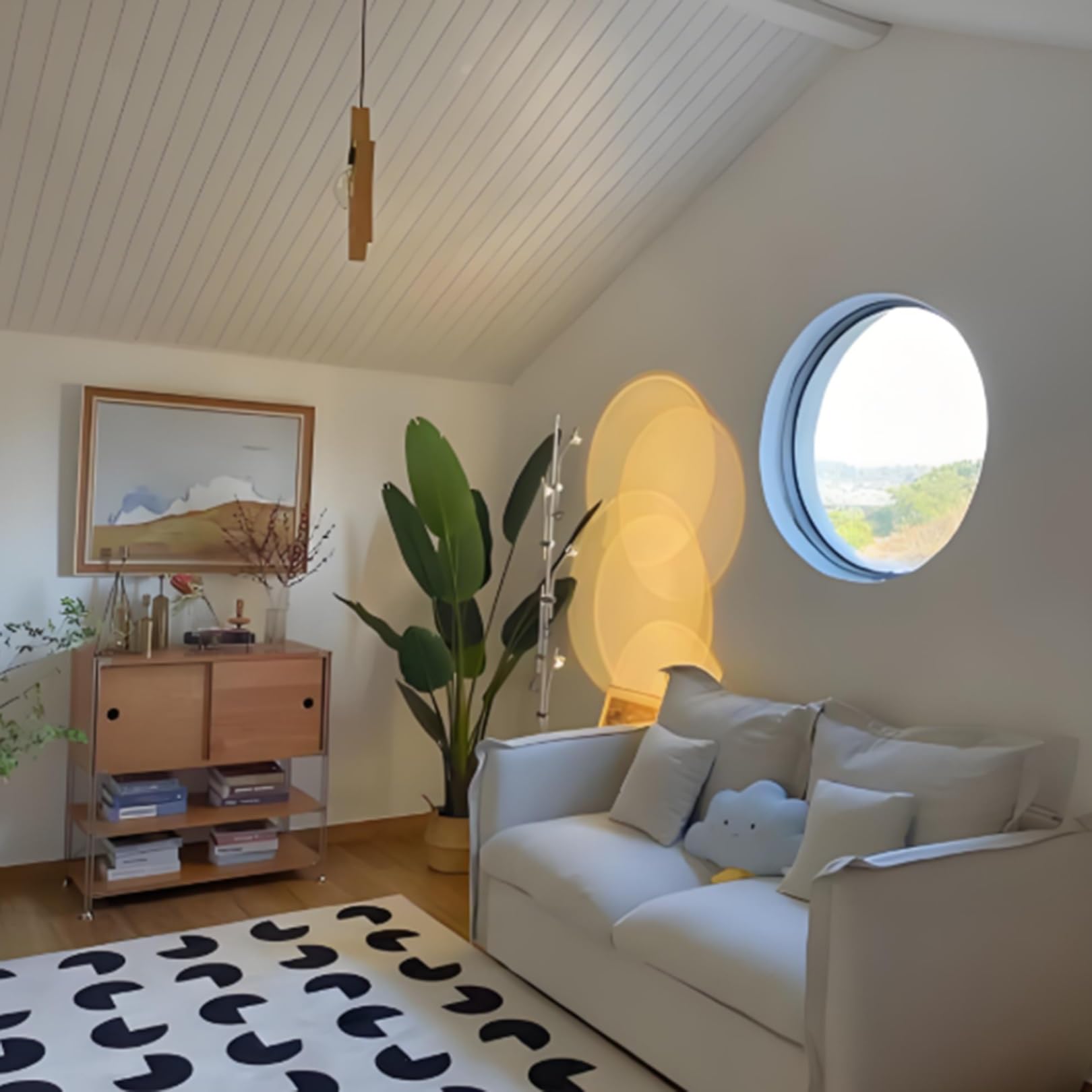 Rundfenster 360° drehbares rundes Fenster aus gehärtetem Glas Glasfenster Aluminiumlegierung(Wit,60cm/23.62in)