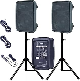 Kit caixa amplificada profissional 8 1000w bluetooth mixer