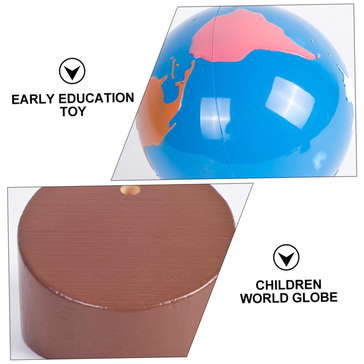 Hemobllo Globo Terráqueo Infantil de Madera con Pintura Ecológica para Uso en Ambientes y Educación Temprana
