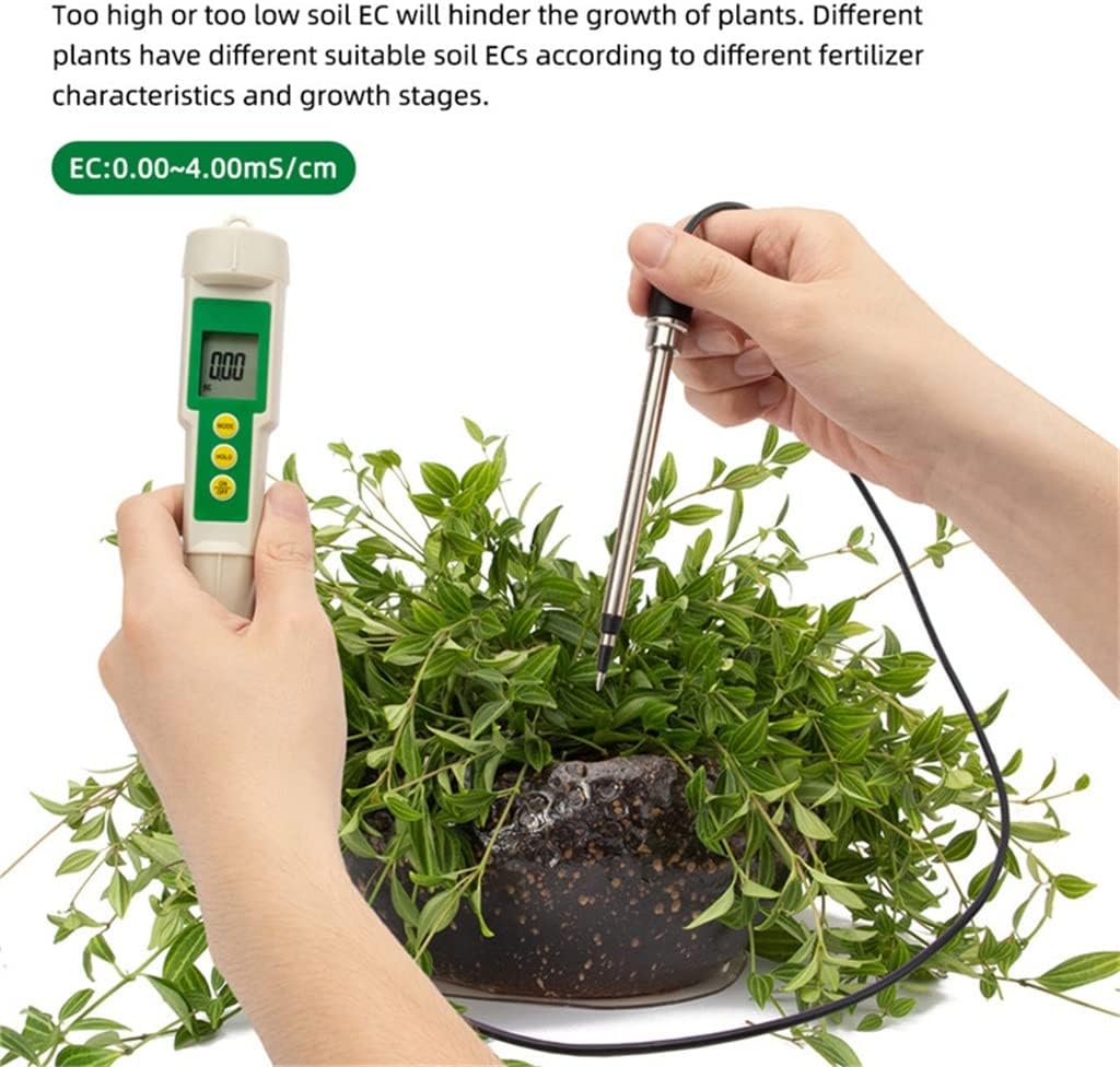 Soil Meter 3 in 1EC/TDS/CF Soil Tester Digital Garden Plant Soil Temperature Conductivity Tester with Probe (Color : A, Size : One Size)