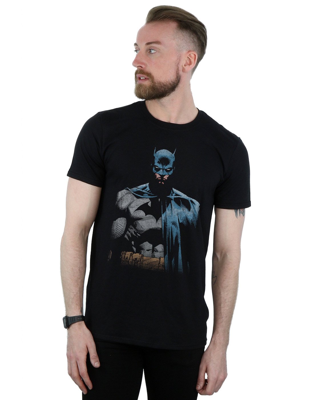 DC Comics Men's Batman Close Up T-Shirt Black Medium
