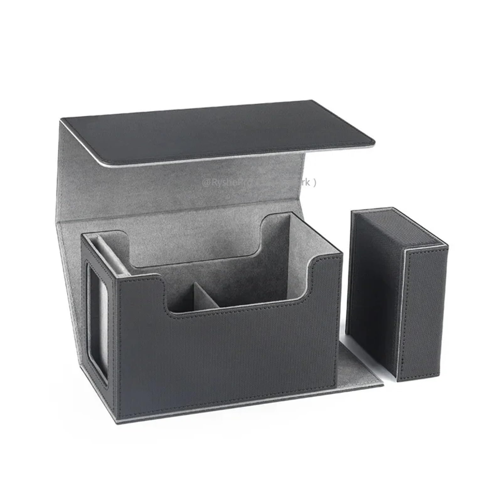 Deck Box Caja de almacenamiento cartas coleccionables con expositor Commander y bandeja for dados(Grey)