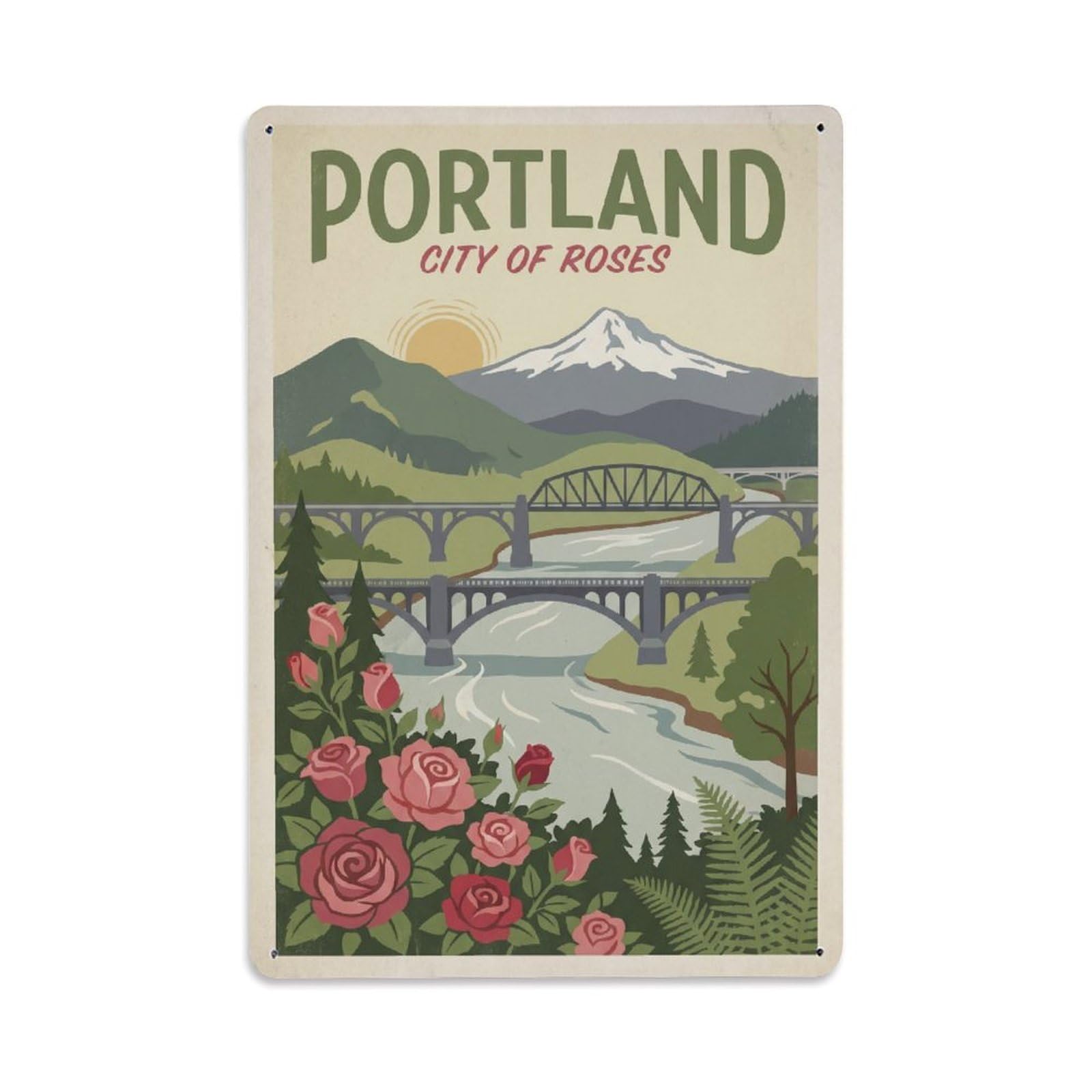 Huiyhb 8X12inch(20X30cm) Usa Portland Travel Retro Metal Tin Sign