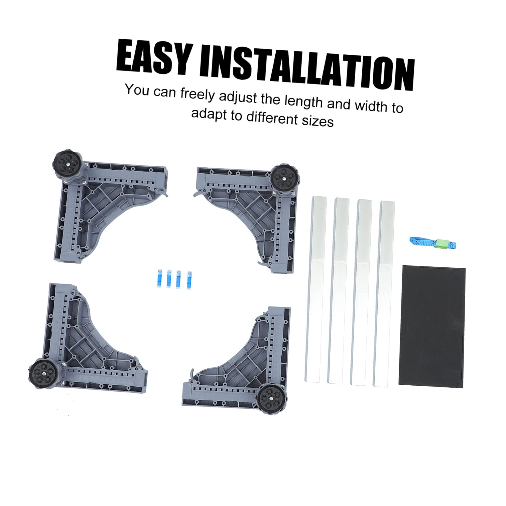 Base de Lavadora Móvil Ajustable de Plástico 4 Pies Resistentes | Ruedas Giratorias con Bloqueo 360°, para Muebles y Secadora, Desmontable y Estable