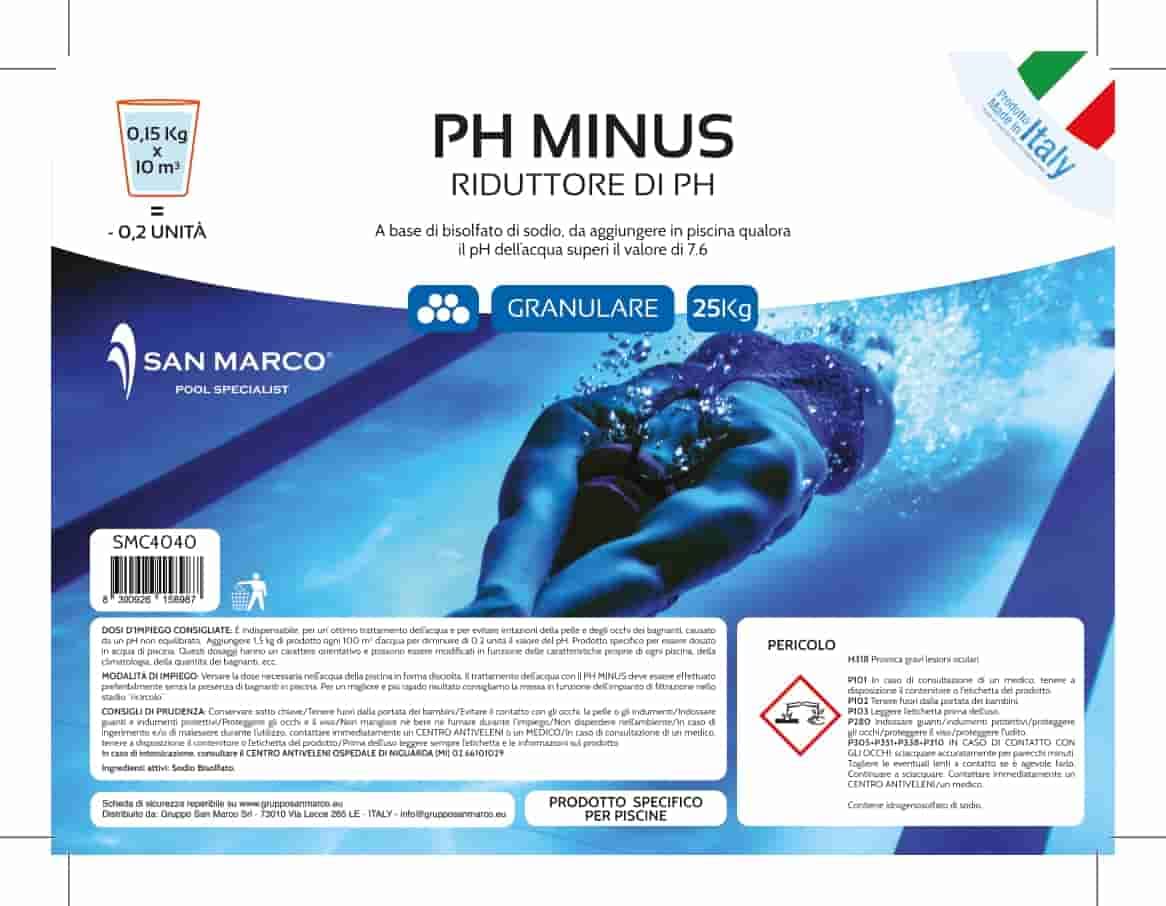 San Marco correttore ph meno granulare, regolatore di ph per piscine, ph minus piscina, disponibile in vari formati 1,5, 5,10,25,100 kg. (25 kg)