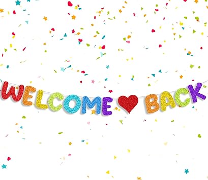 Colorful Glitter Welcome Back Banner for First Day of School Decorations Welcome Back To School decor
