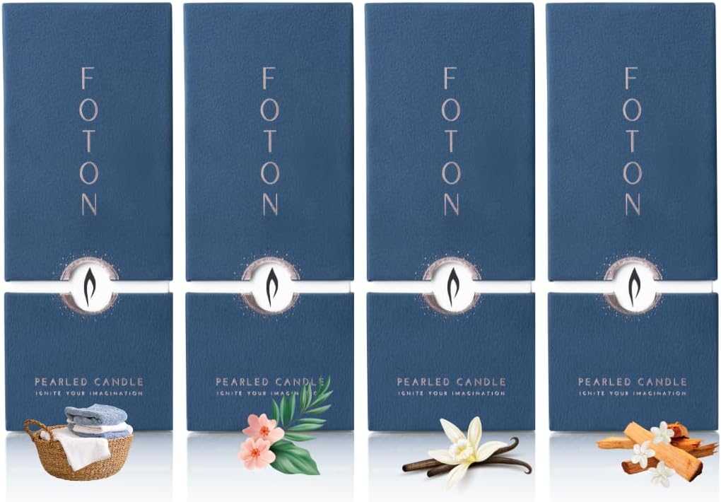 Foton Pearled Candle Bestsellers Gift Scented Bundle 18oz 4-Pack โ Non Toxic Luxury Long Lasting Powder Wax Sand Candles Up to 120 Hours - Refillable Candle Sand with 30 Wicks Each for Candles Making