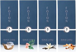 Foton Pearled Candle Bestsellers Gift Scented Bundle 18oz 4-Pack – Non Toxic Luxury Long Lasting Powder Wax Sand Candles Up to 120 Hours - Refillable Candle Sand with 30 Wicks Each for Candles Making