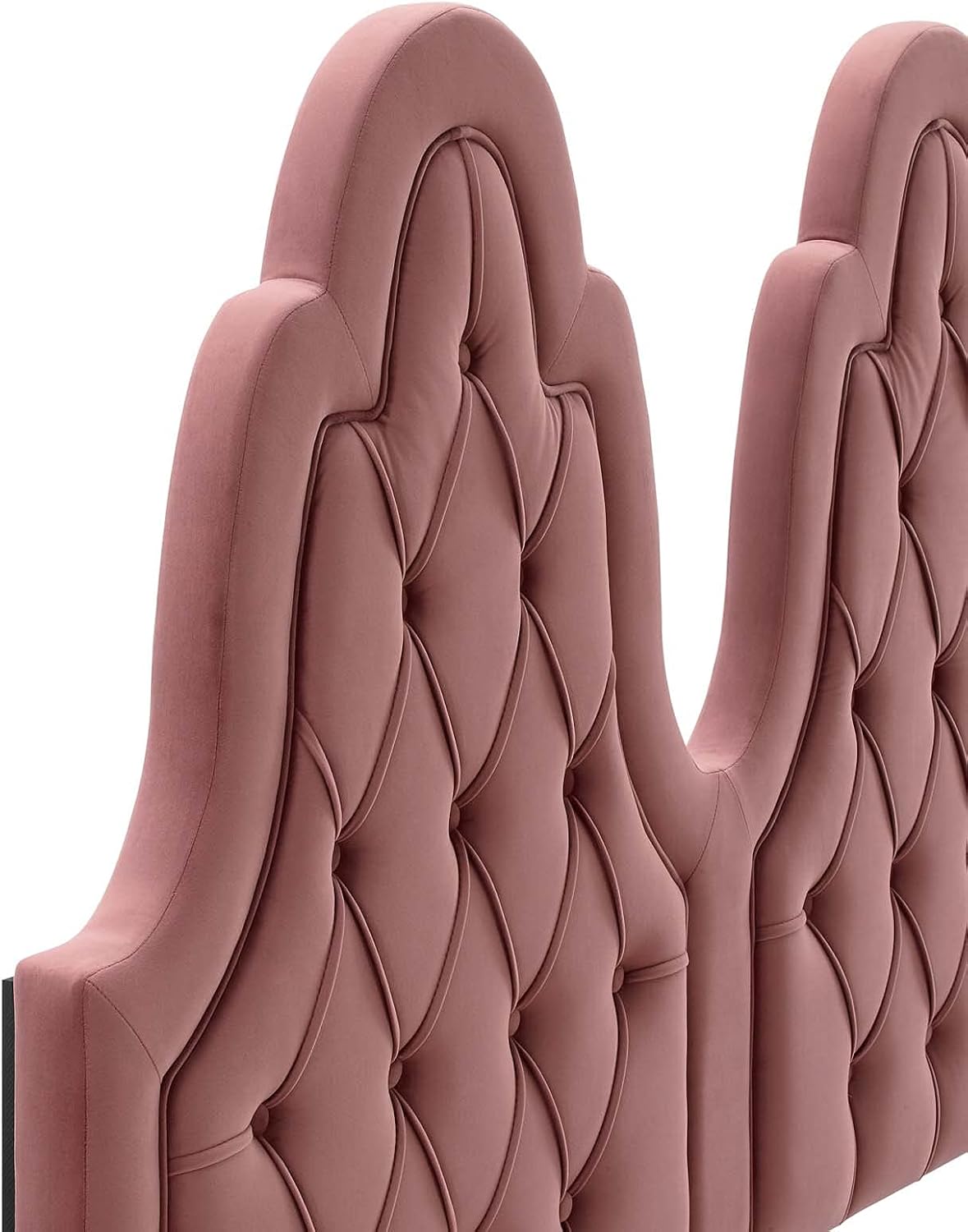 Modway Alexandria Tufted Performance Velvet Platform Bed with Gold Legs, Twin, Dusty Rose