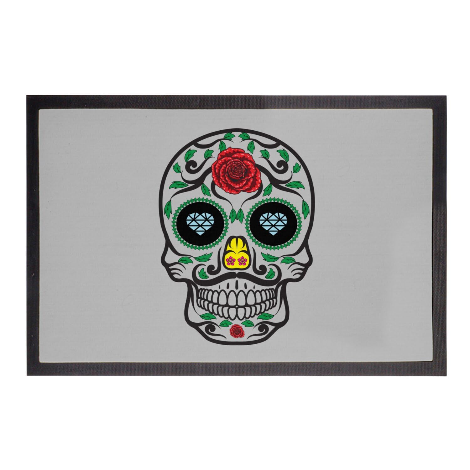 Paillasson gris Halloween crâne mexicain 75x50 cm tapis entrée