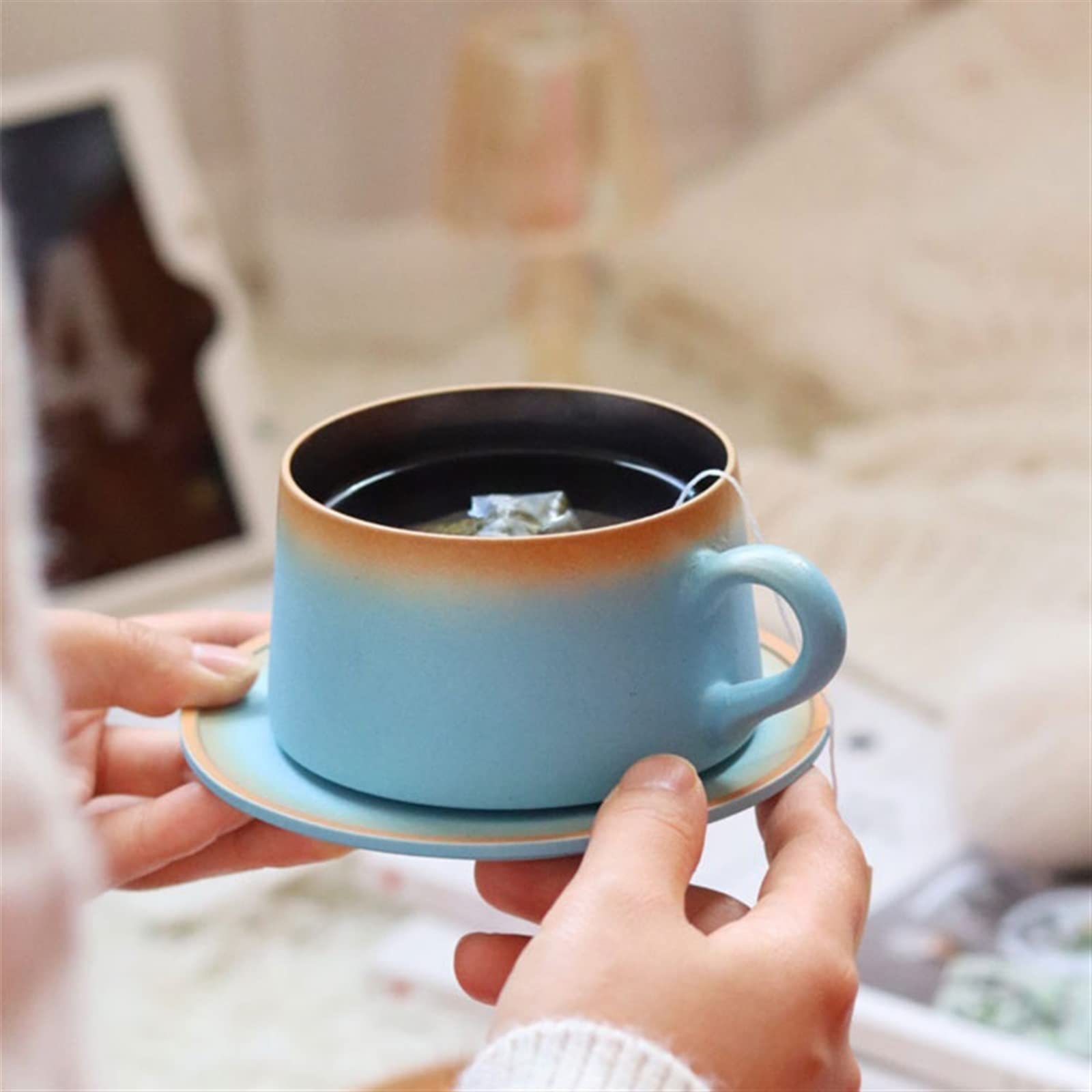 kubek do kawy latte kubek ceramiczny para filiżanka do kawy spodek zestaw dom światło luksusowe wysokiej klasy biuro kubek na wodę prezenty