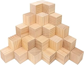 kukmakri 55 PCS Premium 2 Inch Wooden Cubes, Natural Pine Wood Cubes for Crafts, Wood Blocks Ready for Artistic DIY Projects-Unleash Creativity with Blank Wood Blocks