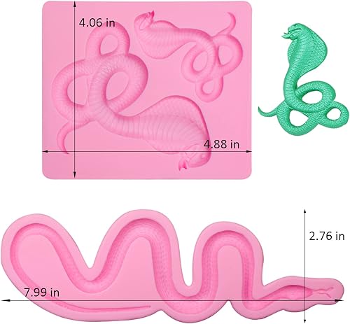 Miniatura 2 de Moldes de silicona de serpiente, molde para hornear chocolate cobra para decoración de pasteles de Halloween, dulces, azúcar, manualidades, pasta de