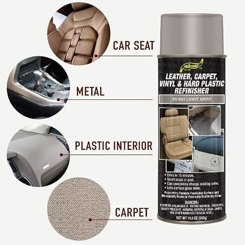 SM Arnold Refinishing Spray Paint - LIGHT GRAY 11 Oz. - For Leather, Carpet, Vinyl, Metal, Plastic, Polycarbonate, Polypropylene, Acrylic, Lexan, Fiberglass | Pro Grade Aerosol Refinisher