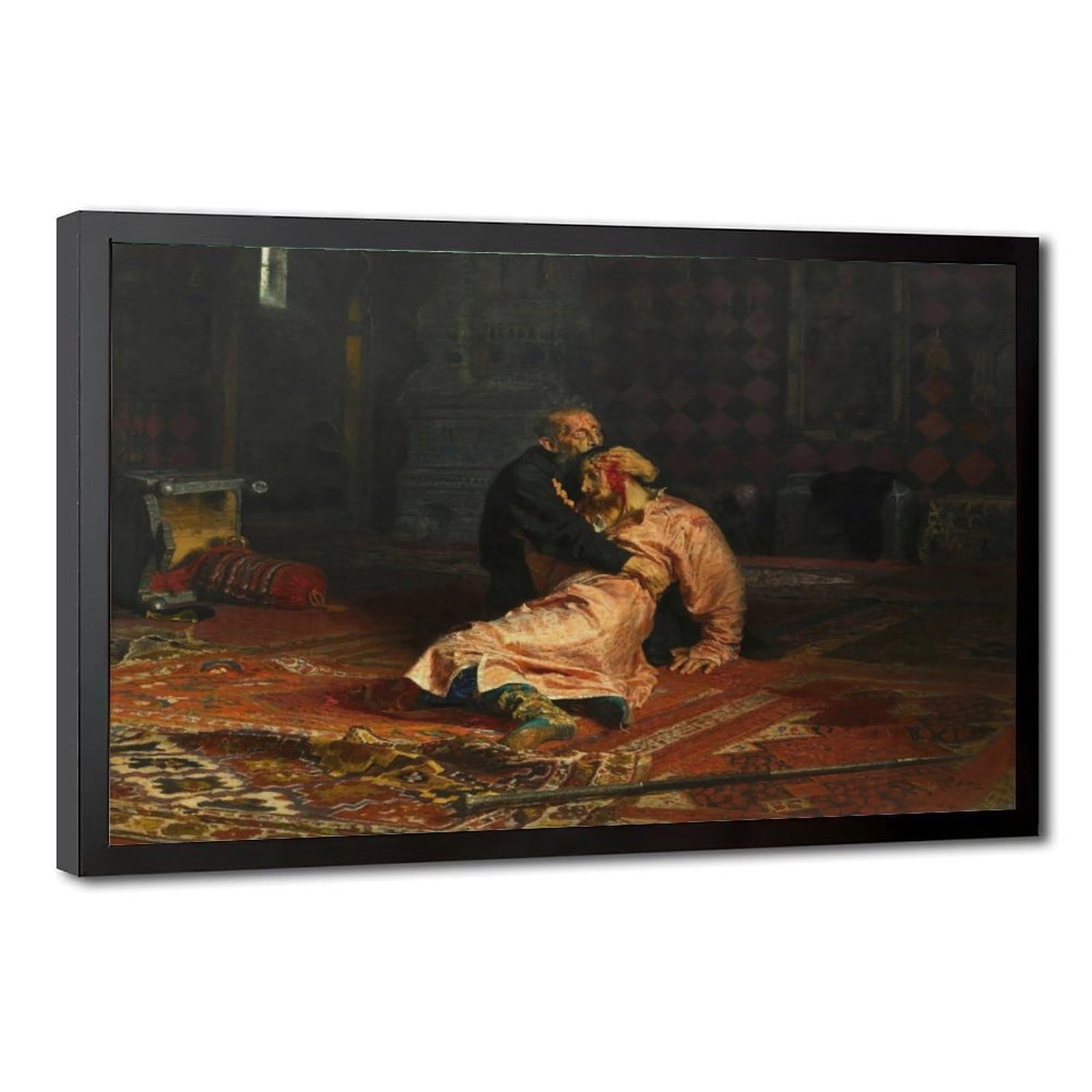 WCYB Ivan The Terrible And His Son Ivan by Ilya Repin Art Posters Prints Canvas Deco Paintings Wall Art Hangable Frame 20" L X 30" W