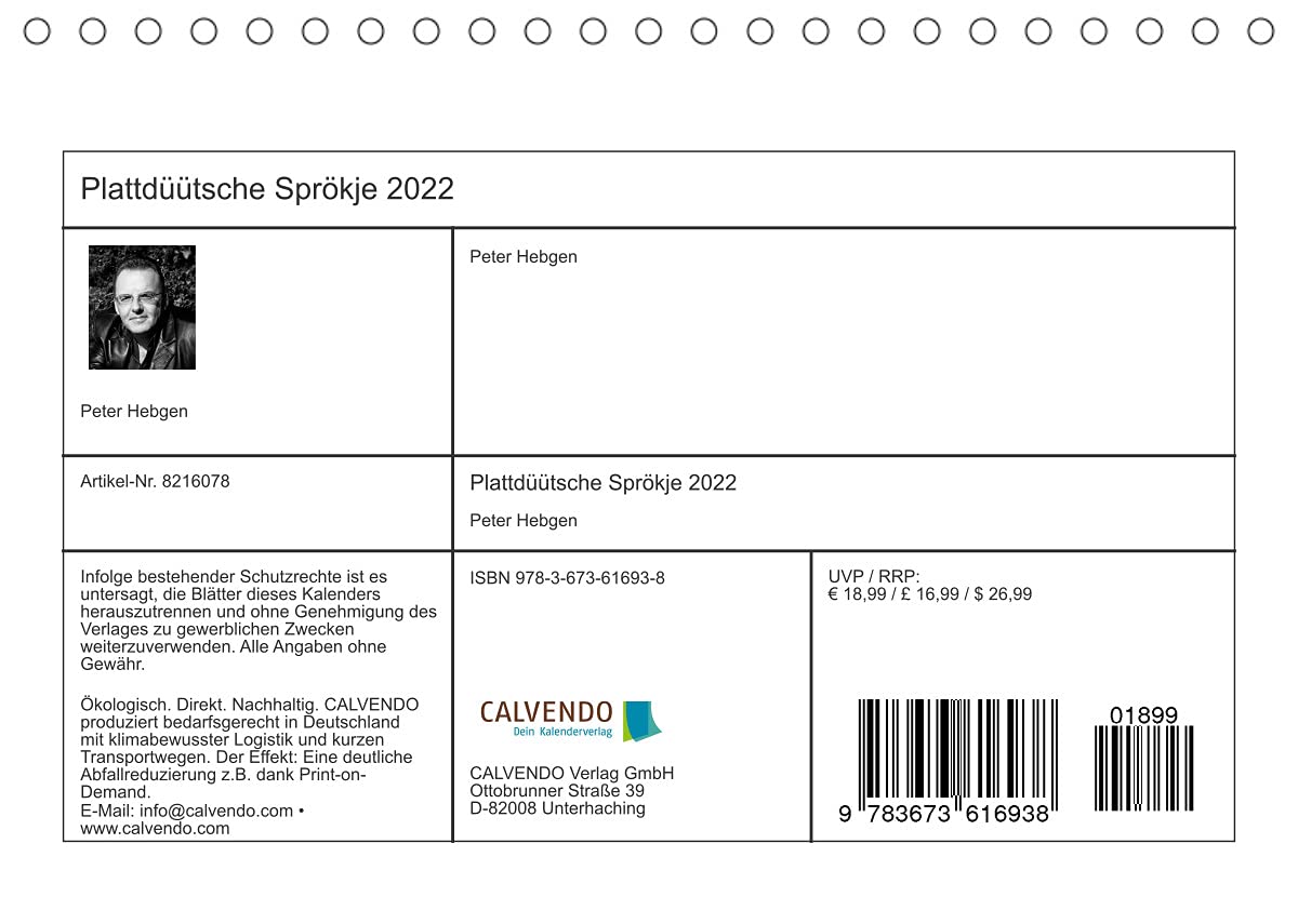 Plattdüütsche Sprökje 2022 (Tischkalender 2022 DIN A5 quer): Plattdeutsche Sprüche und Weisheiten begleiten uns auch im hochdeutschen Alltag. (Monatskalender, 14 Seiten ) (CALVENDO Kunst)