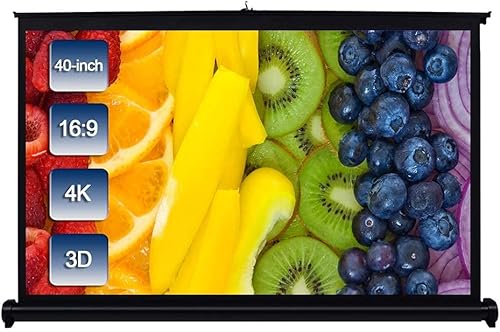 Pantalla de proyector, pantalla de proyección de mesa 169, pantalla de proyector de 50 pulgadas, pantalla de proyección plegable manual para cine en