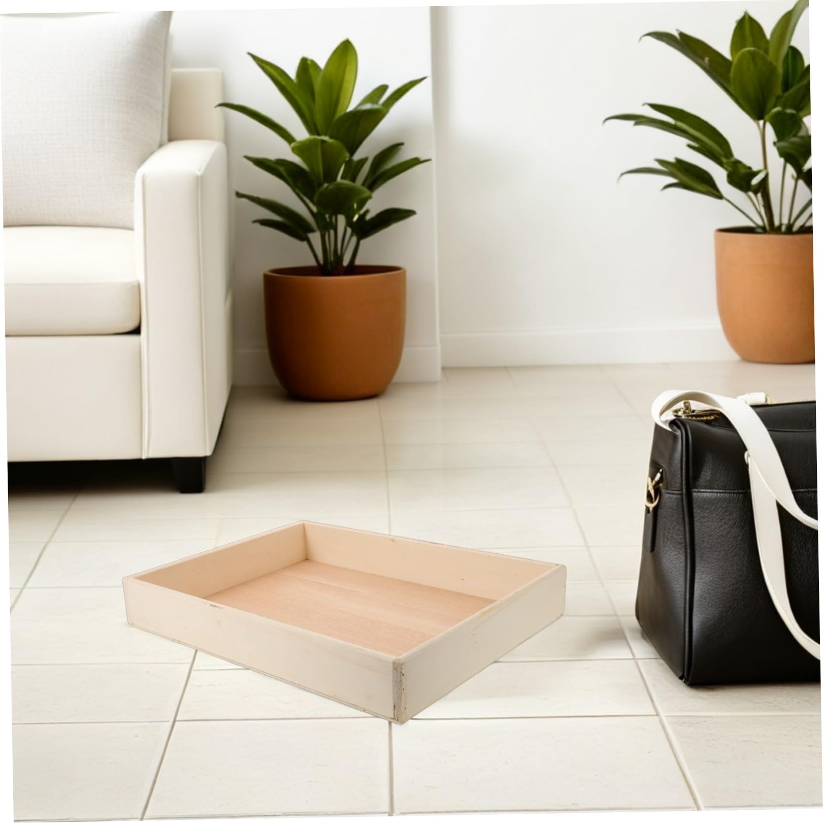 TOYANDONA Bandeja de Madera para Jardín Zen Japonesa 40x30x6 Cm, Mini Bandeja para Accesorios de Meditación y Manualidades, Contenedor de Escritorio para Bloques y Arena Decorativa