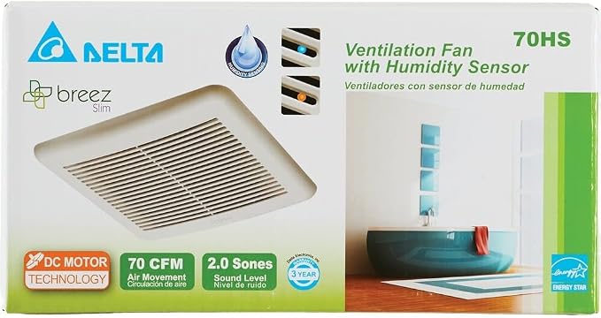 Ventilador de extracción para baño Delta BreezSlim de 70 CFM y 2 sones miniatura 2