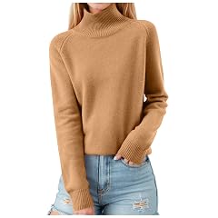HXHYQKP Turtleneck Sweater Women Slim Fit Long Sleeve Knit Sweater Pullover Tunic Sweaters Sweatshirt Warm Fall Sweater
