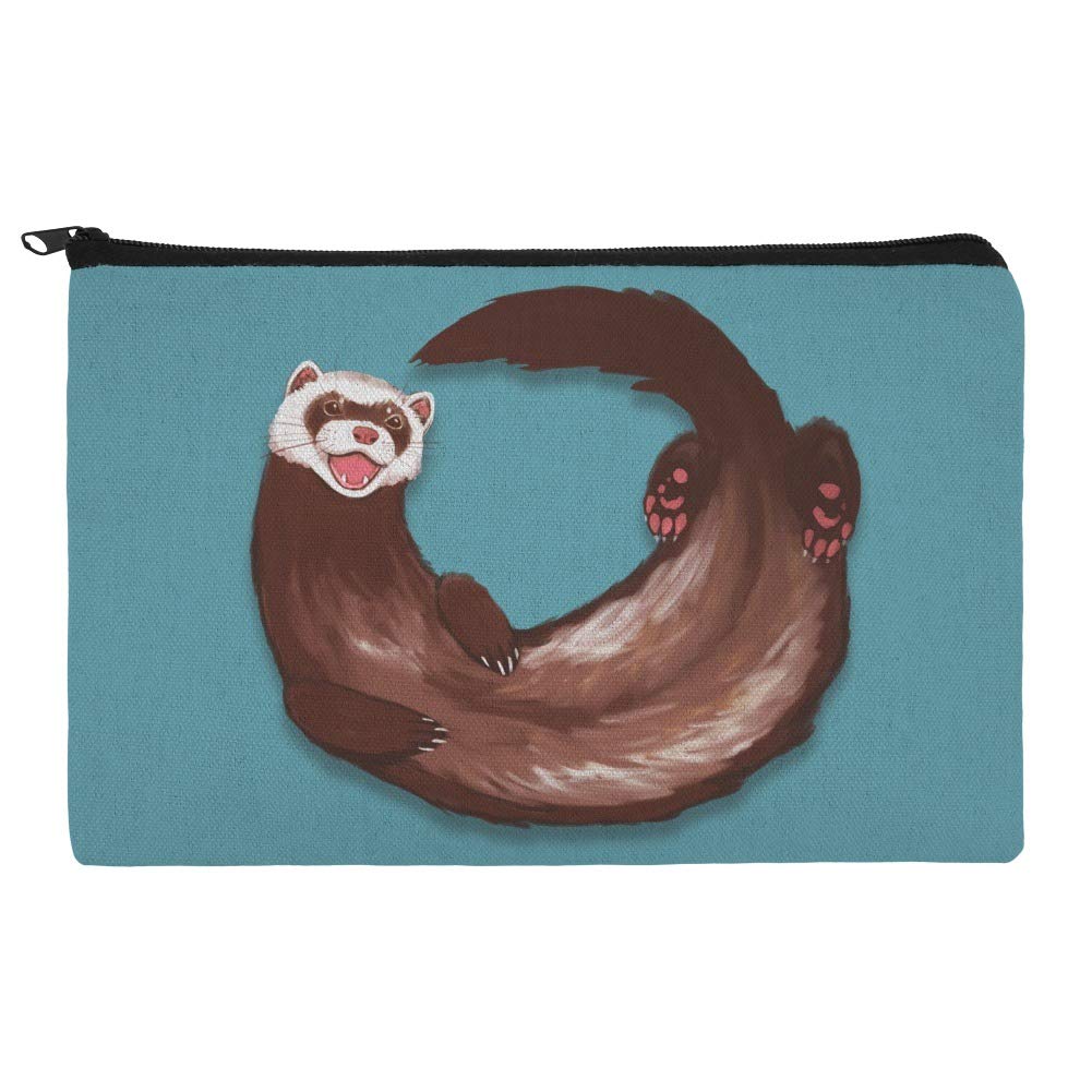 Happy Ferret Pencil Pen Organizer Zipper Pouch Case
