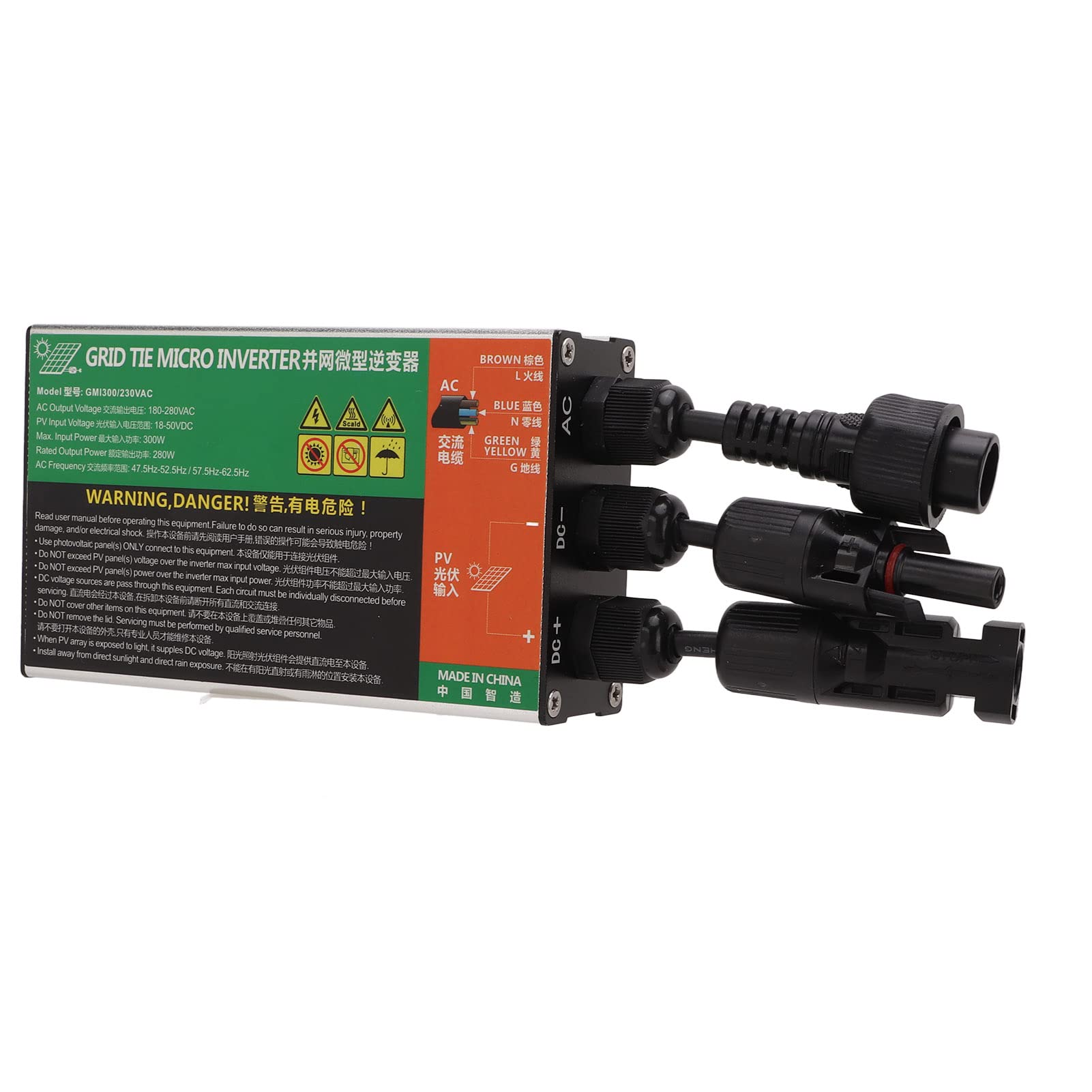 VOBOR Micro onduleur Solaire,Série GMI 300W 230V Micro-onduleur Solaire et onduleur MPPT Grid Tie,Onduleur sinusoïdal Pur