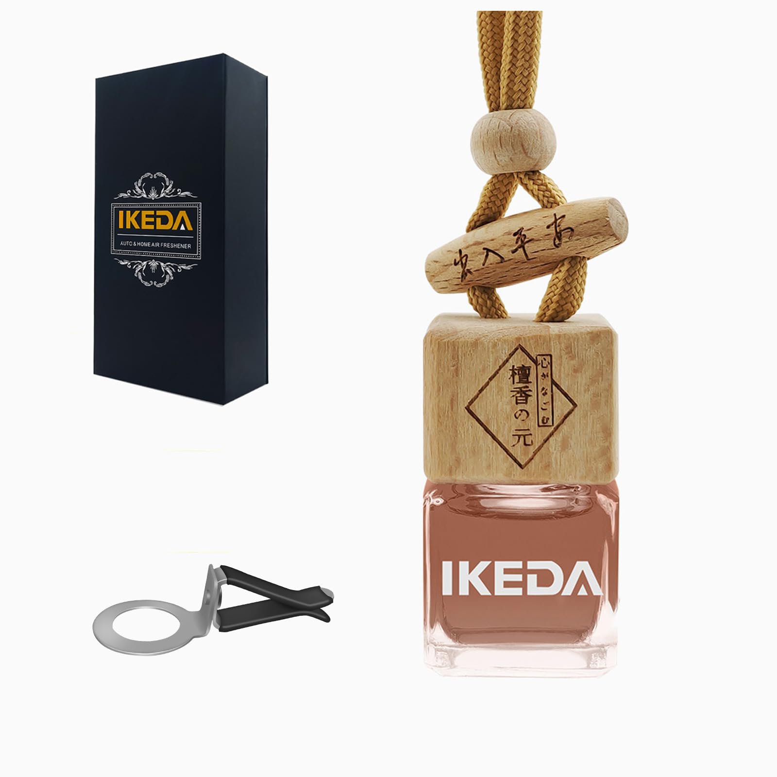 ikeda fragrance Auto-Lufterfrischer, quadratischer hängender Autoduft mit Entlüftungs-Clip-Flasche, langanhaltender Duft, Diffusor für ätherische Öle, Geruchsbeseitigungsmittel, quadratisch