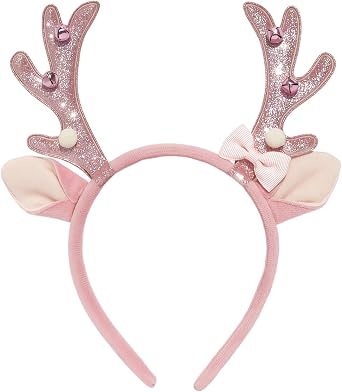 ZEYER Christmas Headbands for Women Exquisite Pink Elk Antlers Headband