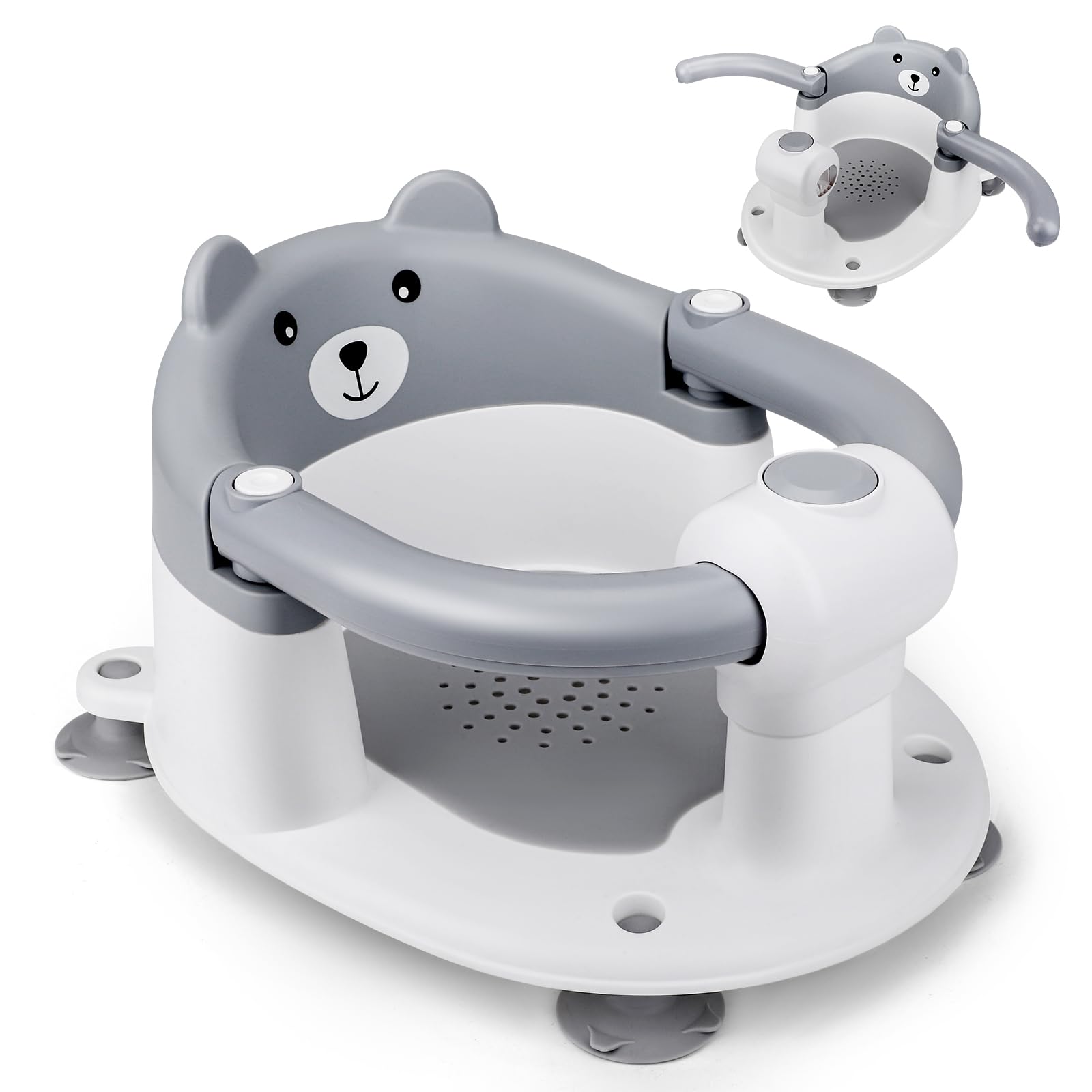 baby-badewannensitz Babybadsitz, stabiler Babybadsitz mit 4 Saugtaschen, tragbarer Badestuhl für Dusche oder Badewanne, ergonomischer Babybadsitz geeignet von 6 bis 24 Monaten
