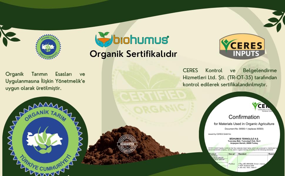 Biohumus SEBZE için, Organik gübre, Organik Sertifikalı, Kök geliştirici, toprak düzenleyici, bitki