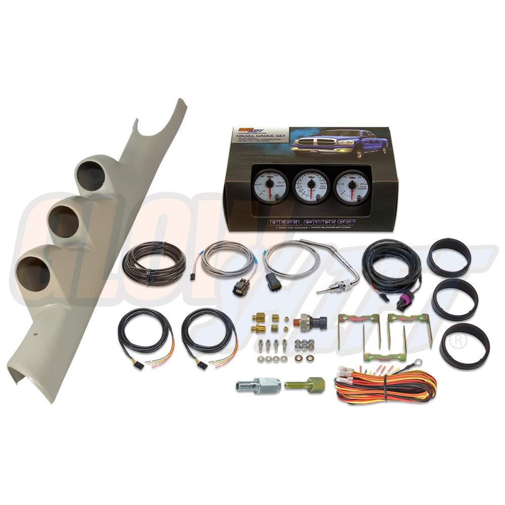 GlowShift Diesel Gauge Package Compatible with Dodge Ram Cummins 2500