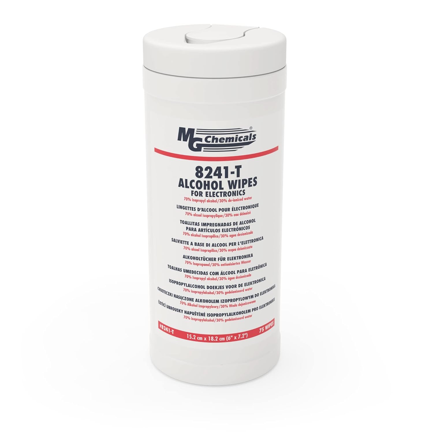 MG Chemicals Alcohol Wipes for Electronics Cleaning (70 IPA), 7" x 6
