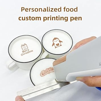Food Portable Mini Handheld Edible Printer, Color Barcode Printer Wireless, Food Printer Coffee Printer Latte Art Printer, Biscuit, Bread, Cake, Coffee, Black