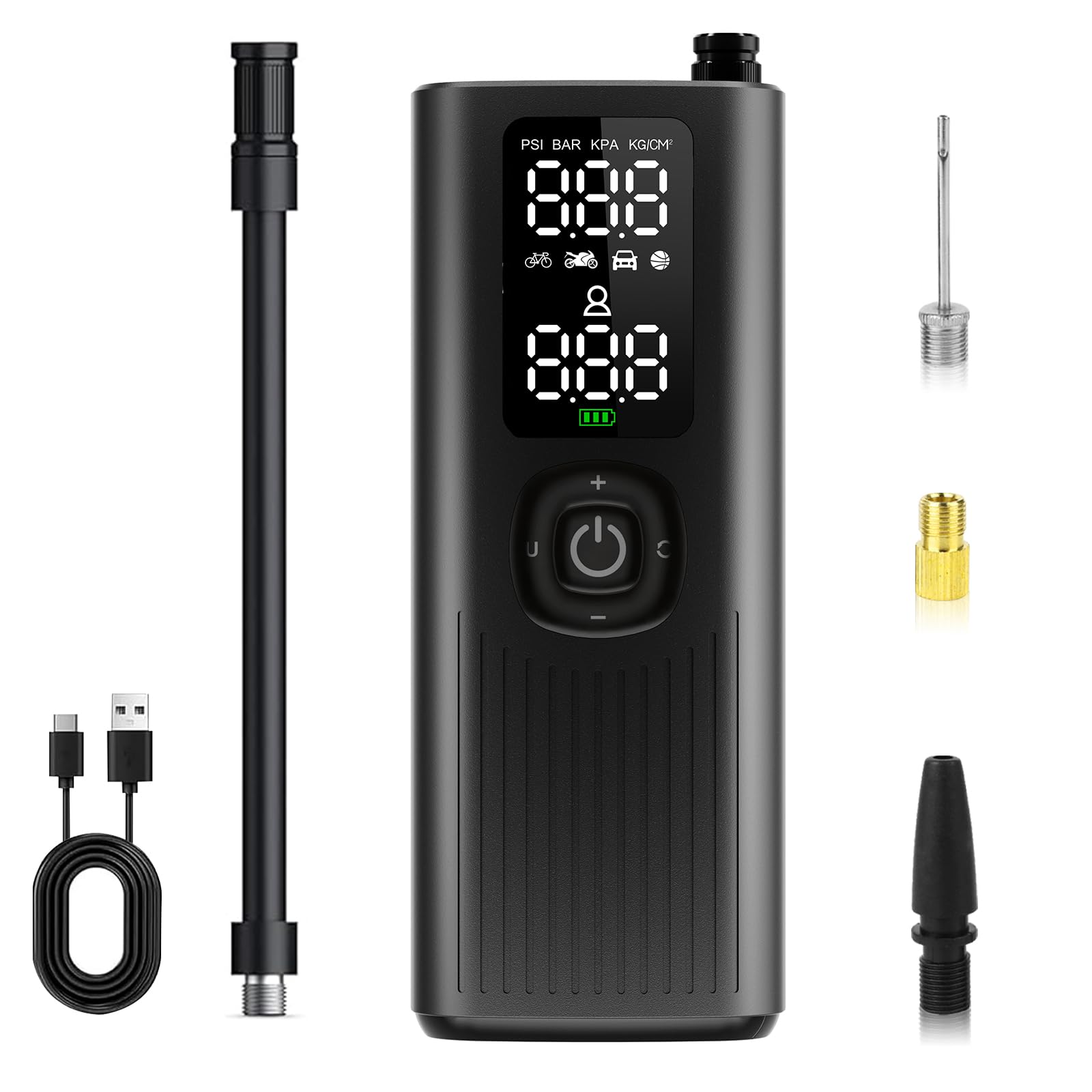 Aihuolian Tire Inflator Portable Air Compressor(Up to 150PSI), Cordless Air Pump with LED Display Digital Tire Pressure Gauge for car,Motorcycle, Bike,Basketball,Football